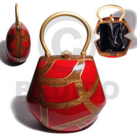 collectible handcarved laminated acacia wood handbag