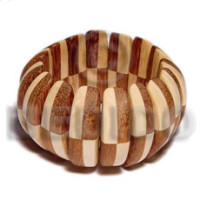 elastic patched half moon wood bangle bayong natural