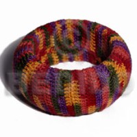 natural wood bangle in multicolored crochet height =38mm