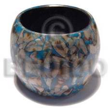 chunky laminated shell crackled wooden bangle