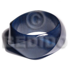 twisted natural wood chunky bangle  deep blue grained,sanded,stai