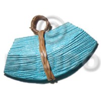 textured aqua blue natural wood pendant 45mmx35mm