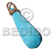 55mmx25mm textured aqua blue natural wood pendant