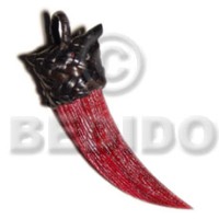 textured bloody red 100mmx30mm natural wood fang