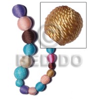 15mm natural white round wood beads wrapped